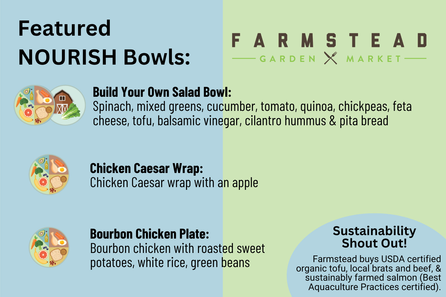 Farmstead featured dining graphic; offerings may have changed