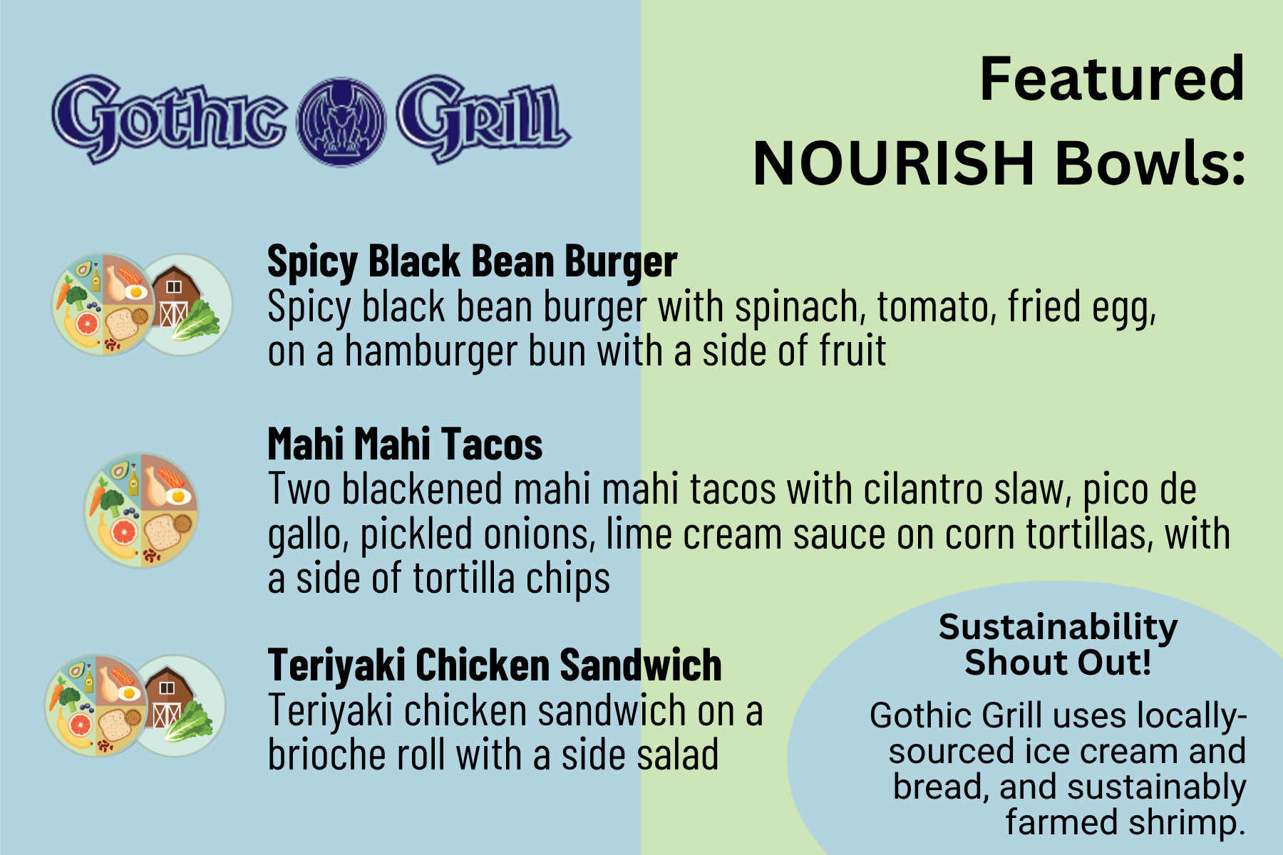Gothic Grill featured dining graphic; offerings may have changed