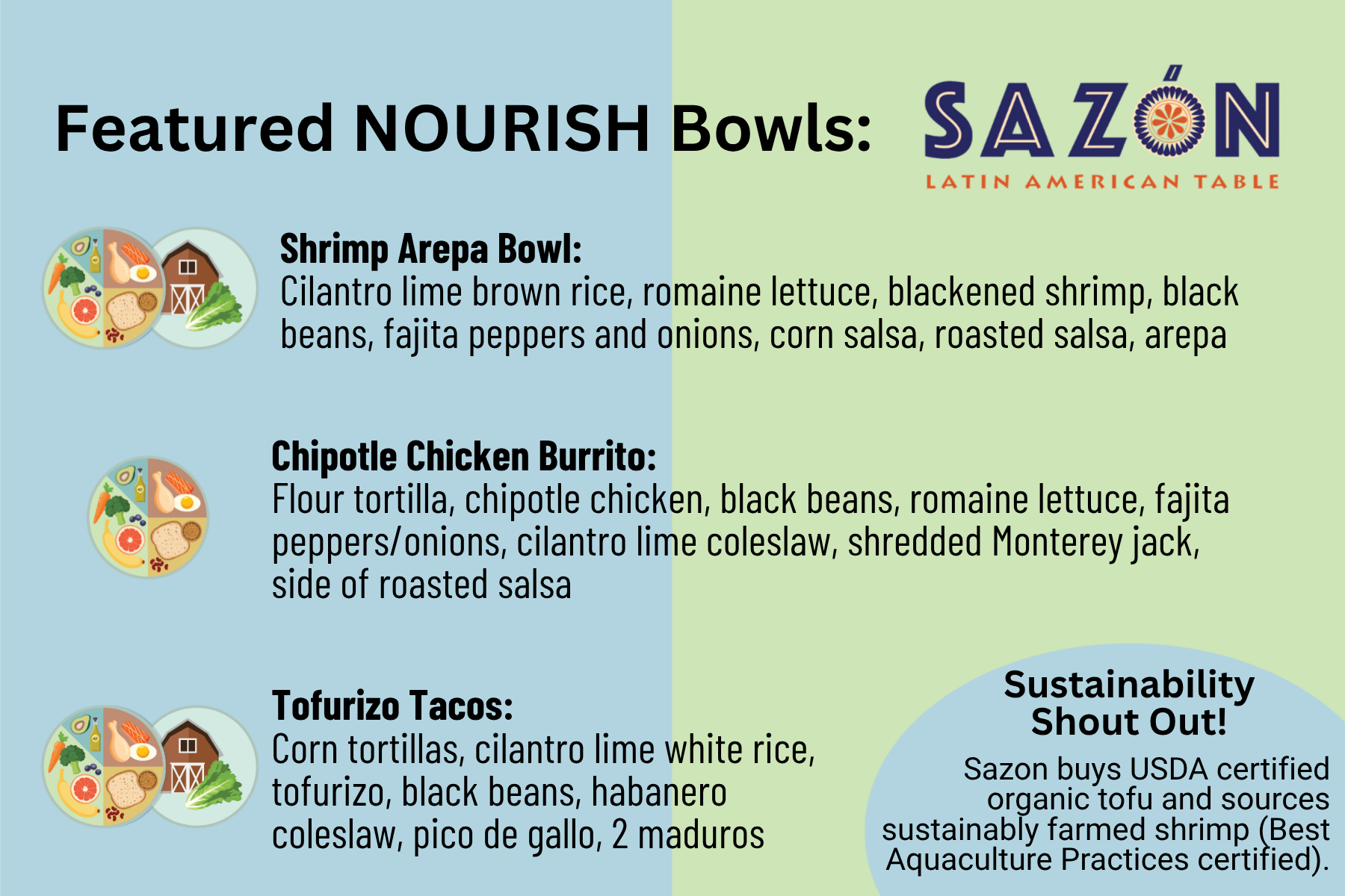 Sazón featured dining graphic; offerings may have changed